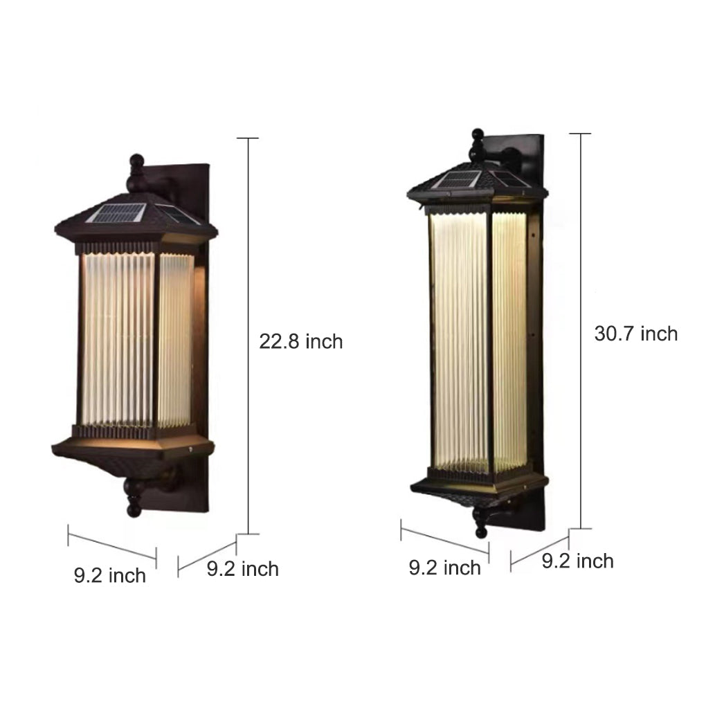 Elegant Striped Glass Wall-Mounted Solar Outdoor Waterproof Lamp