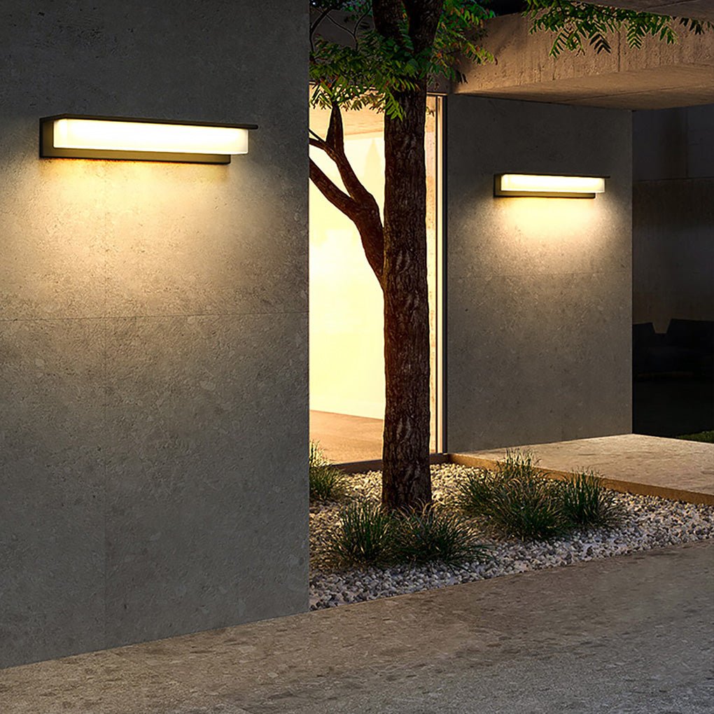 Black Rectangular Waterproof Outdoor Porch Light Fixture for Entryways