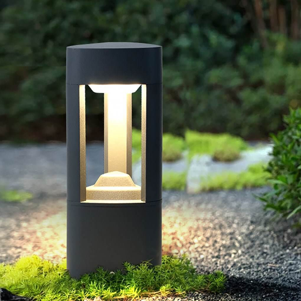 Modern White Three-Sided Hollow LED Bollard Light for Outdoor Spaces