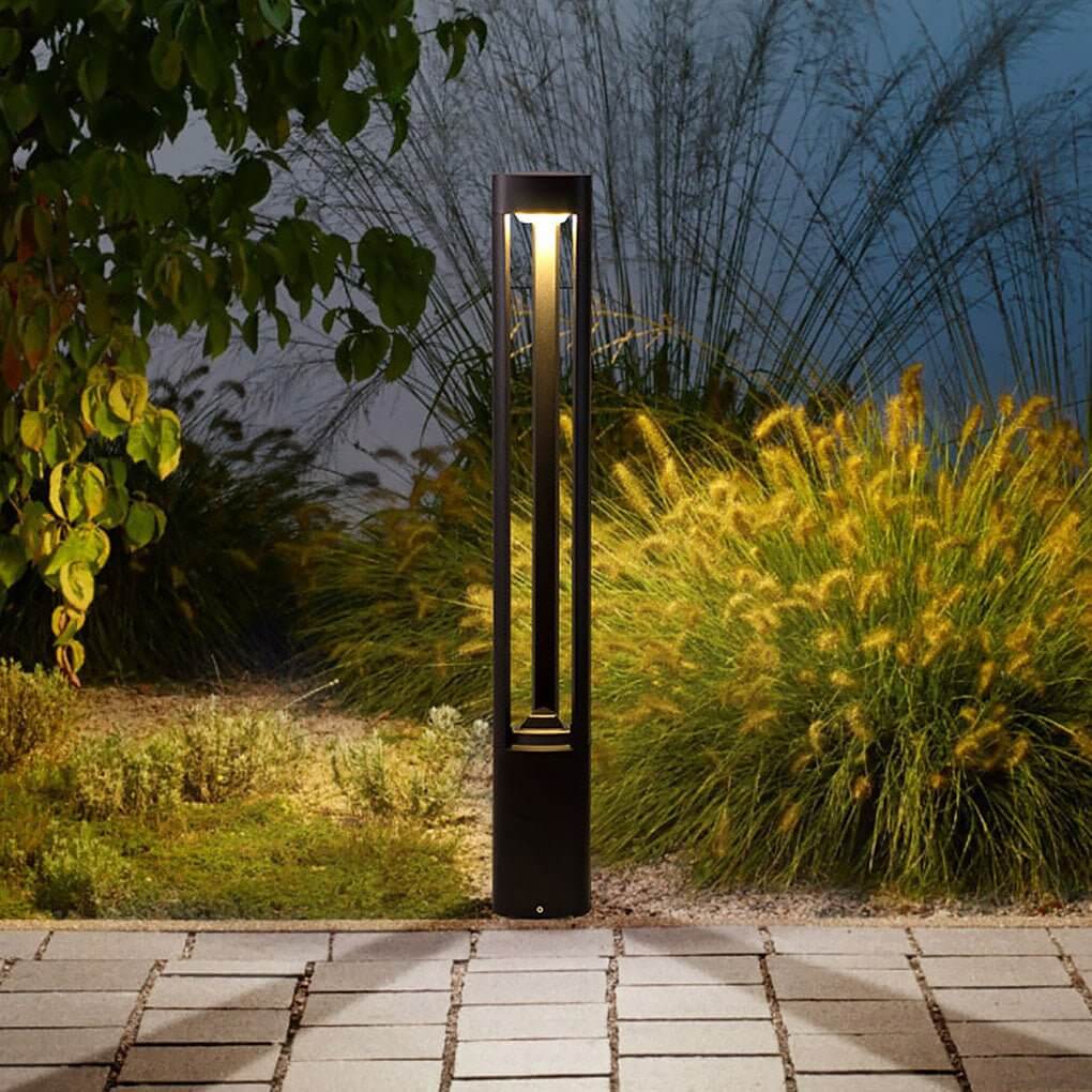 Modern White Three-Sided Hollow LED Bollard Light for Outdoor Spaces