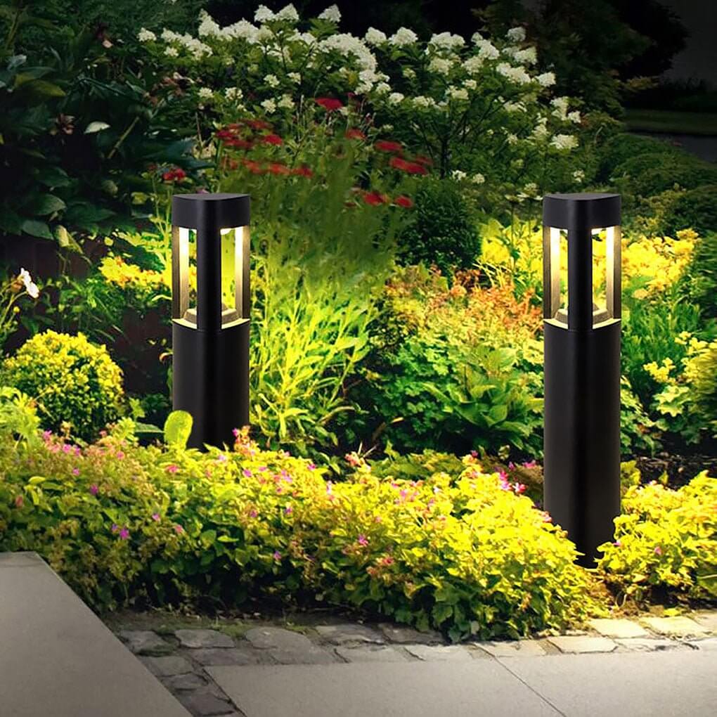 Modern White Three-Sided Hollow LED Bollard Light for Outdoor Spaces