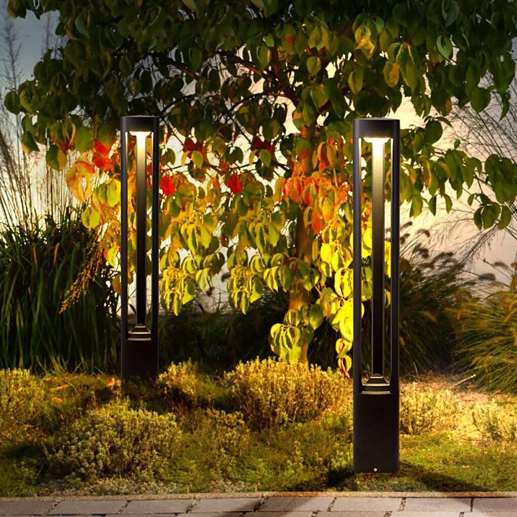 Modern White Three-Sided Hollow LED Bollard Light for Outdoor Spaces