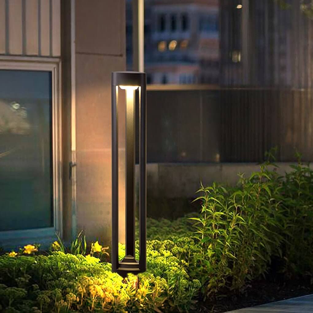 Modern Three-Sided Hollow LED Bollard Light for Outdoor Pathway Illumination