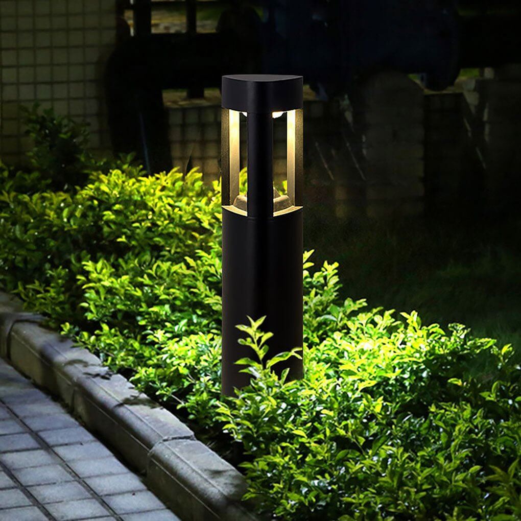 Modern White Three-Sided Hollow LED Bollard Light for Outdoor Spaces