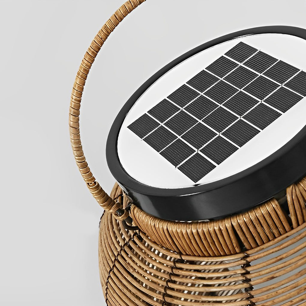 Rustic Brown Waterproof Solar LED Rattan Lanterns for Outdoor Decor