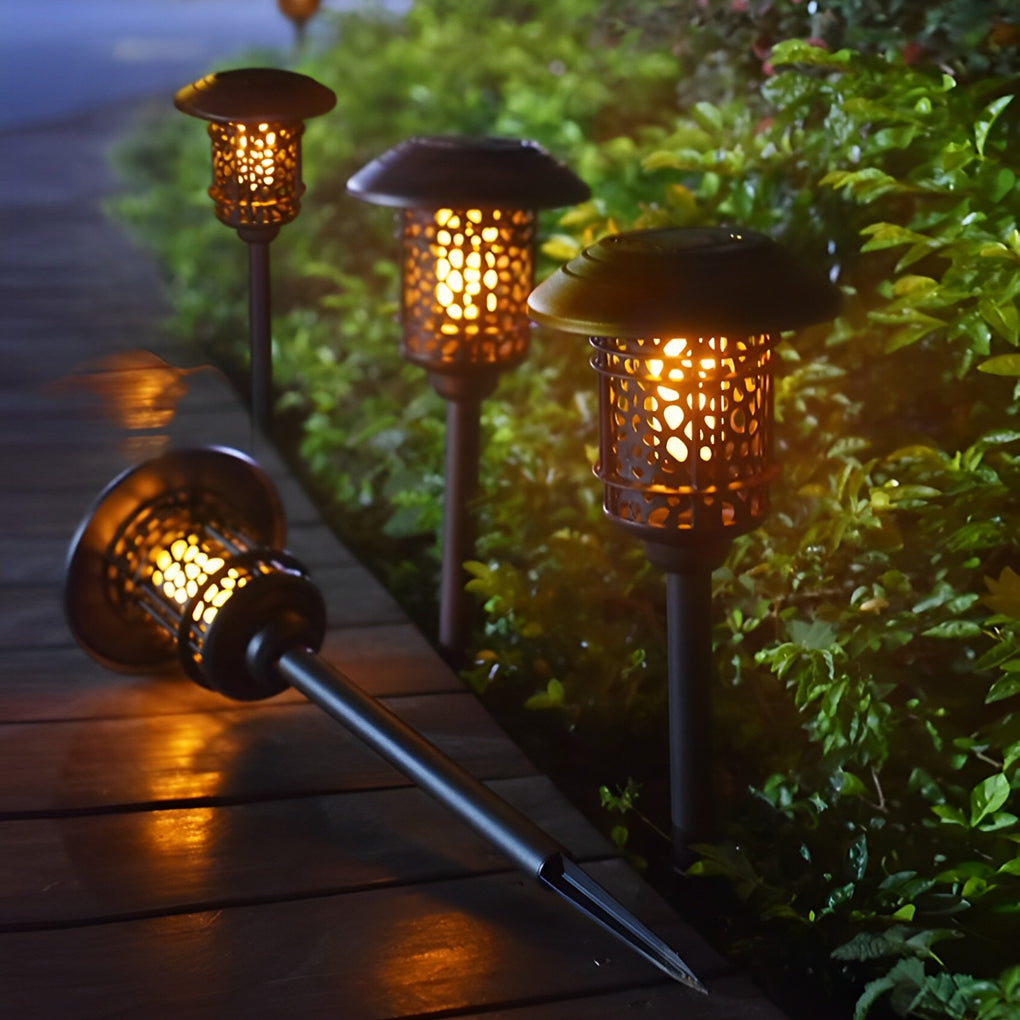 Waterproof LED Hollow Flame Path Light - Modern Outdoor Garden Lighting