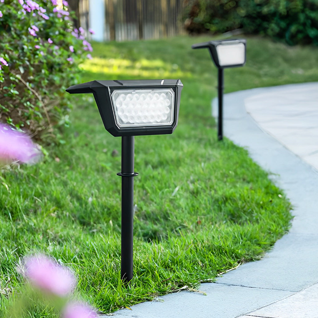 Modern Black LED Solar Pathway Lights for Outdoor Lawn and Garden Use