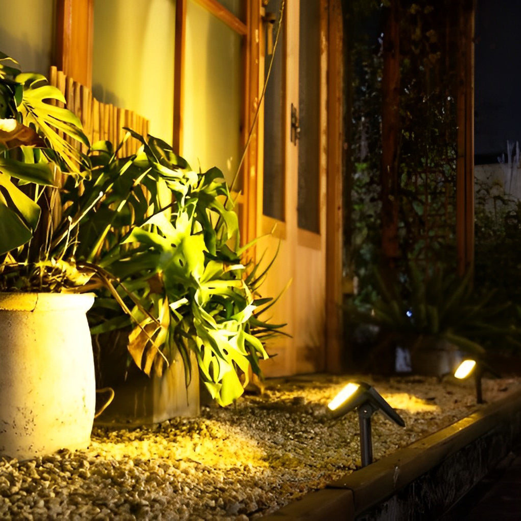 Modern Black LED Solar Pathway Lights for Outdoor Lawn and Garden Use