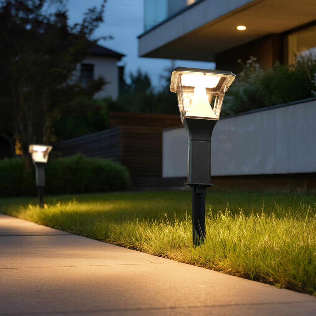 Modern Minimalist White LED Garden Stake Lights for Outdoor Walkways