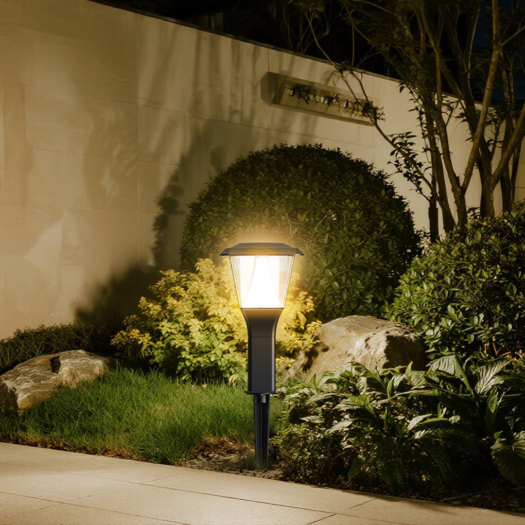 Modern Minimalist White LED Garden Stake Lights for Outdoor Walkways