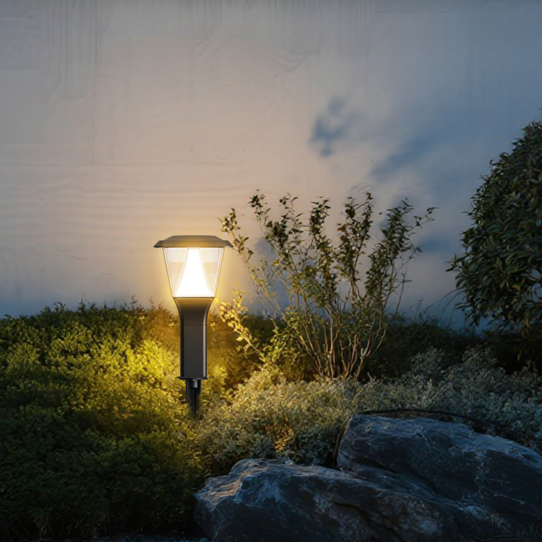 Modern Minimalist White LED Garden Stake Lights for Outdoor Walkways