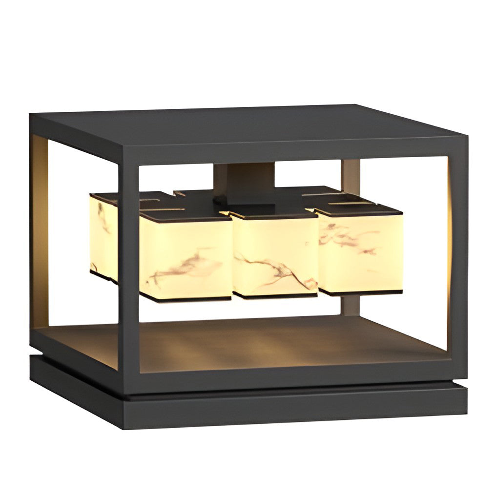 Stylish Square Metal Brick Pillar Solar Light - Waterproof Outdoor Lighting