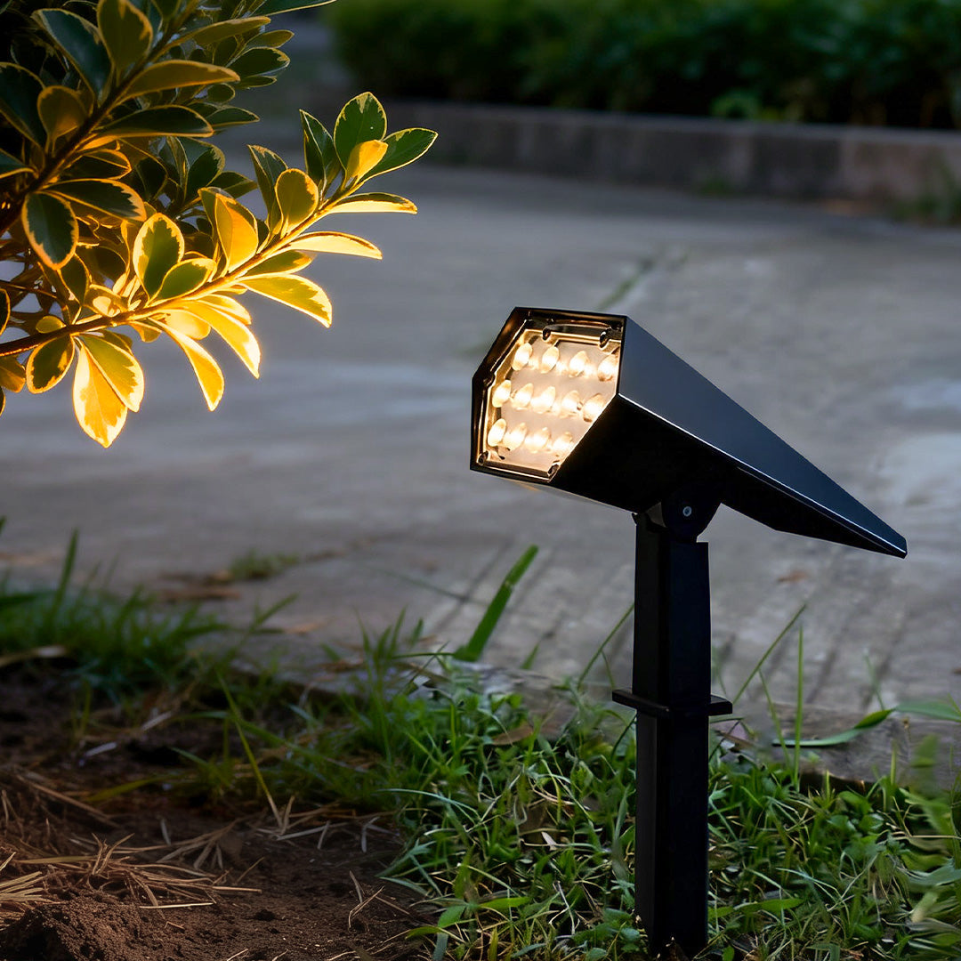Adjustable Angle Solar LED Spotlight with Flood Spike for Garden & Patio