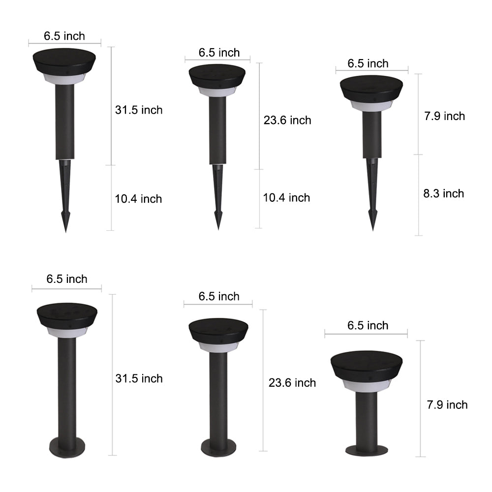 Black Cylindrical Solar-Powered Garden Pathway Lights for Outdoor Spaces