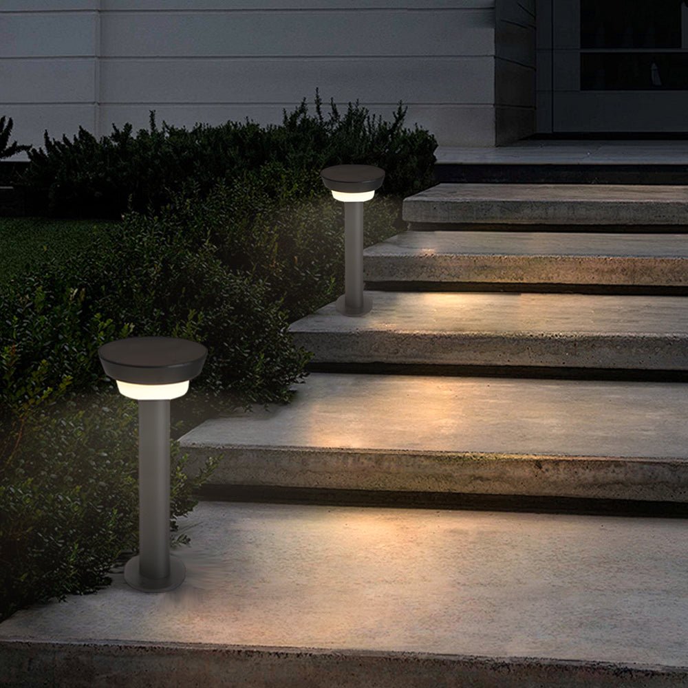 Black Cylindrical Solar-Powered Garden Pathway Lights for Outdoor Spaces