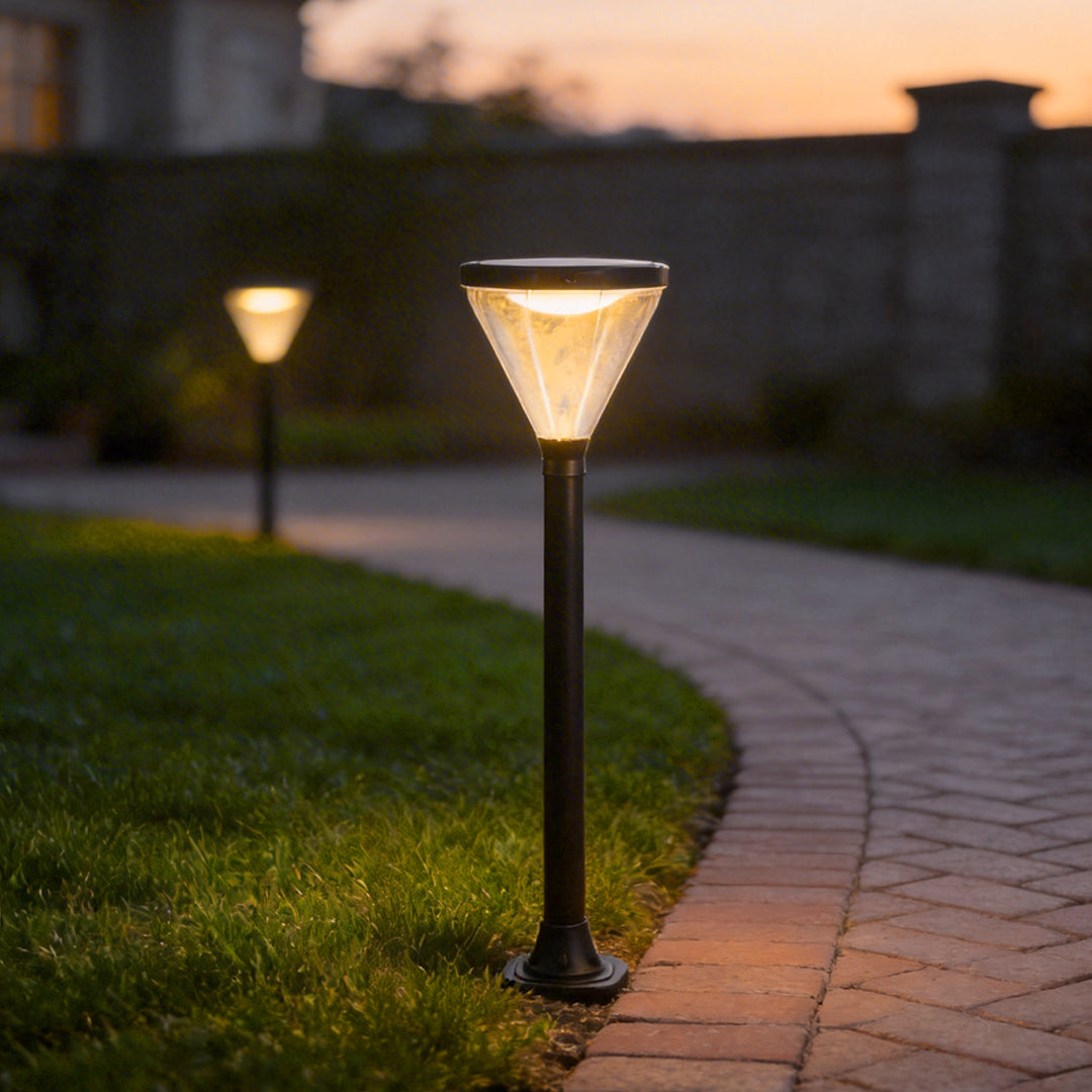 Modern Black Solar Powered LED Landscape Lights for Outdoor Gardens