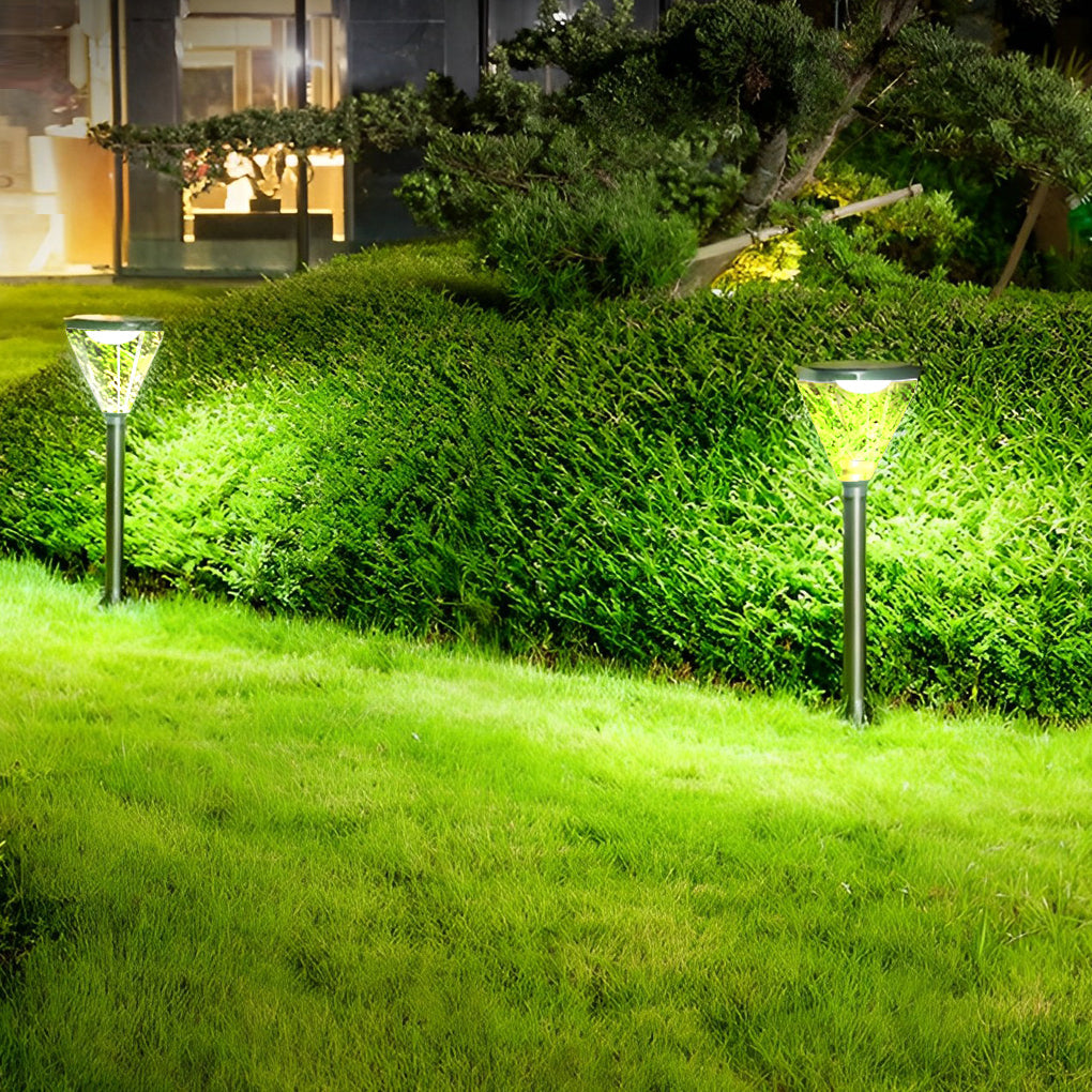 Modern Black Solar Powered LED Landscape Lights for Outdoor Gardens