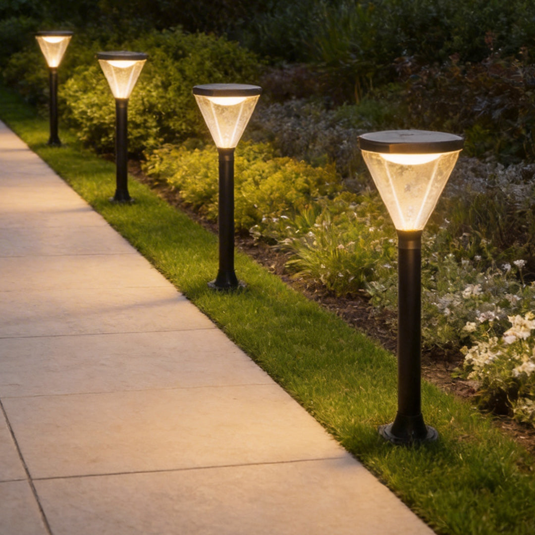 Modern Black Solar Powered LED Landscape Lights for Outdoor Gardens