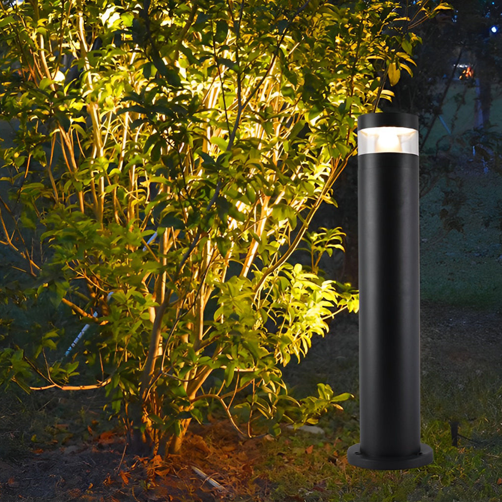 Black Waterproof Solar-Powered LED Bollard Lights for Outdoor Spaces