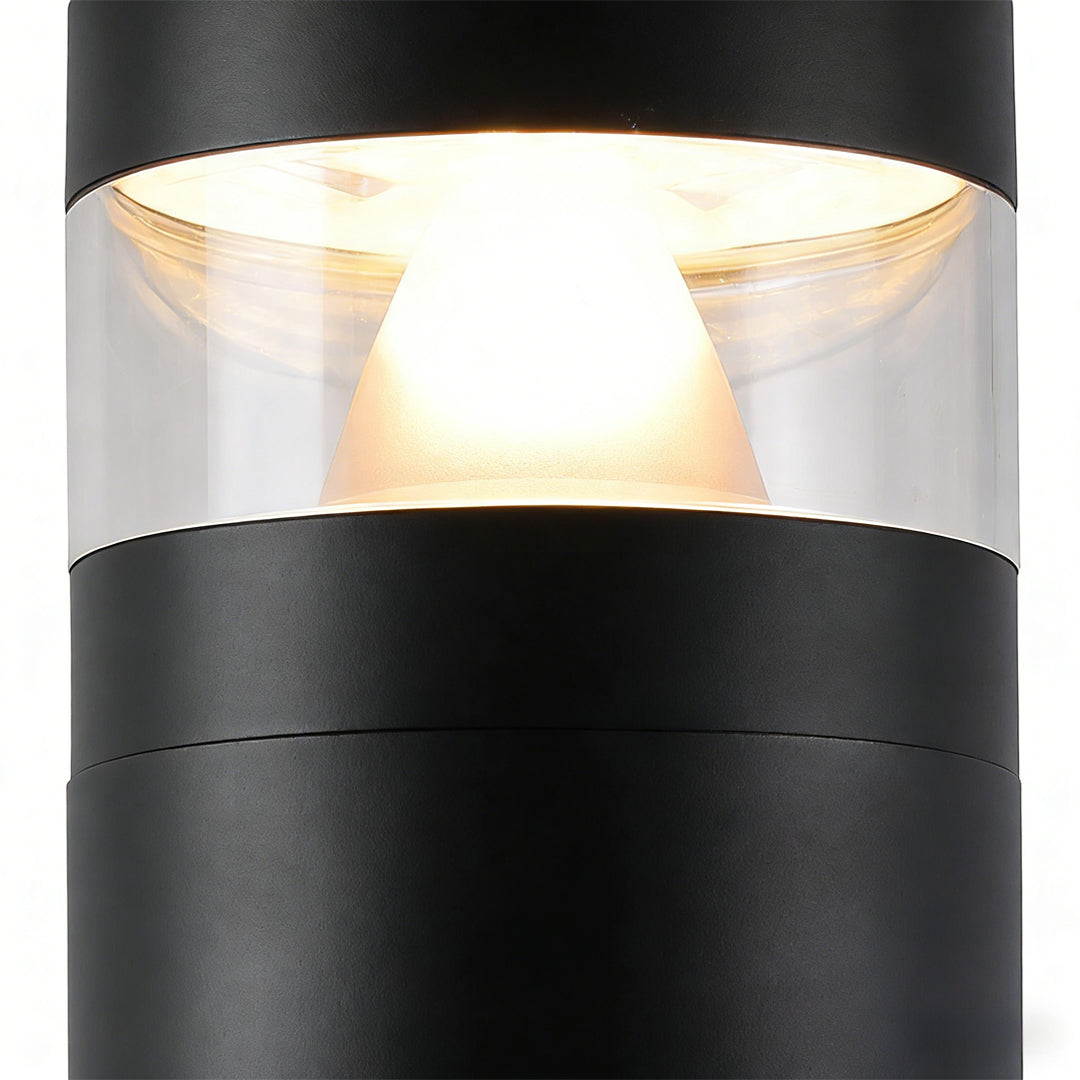 Black Waterproof Solar-Powered LED Bollard Lights for Outdoor Spaces