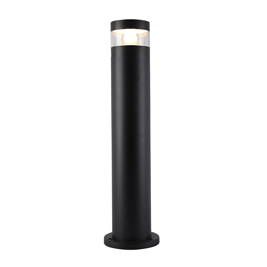 Black Waterproof Solar-Powered LED Bollard Lights for Outdoor Spaces