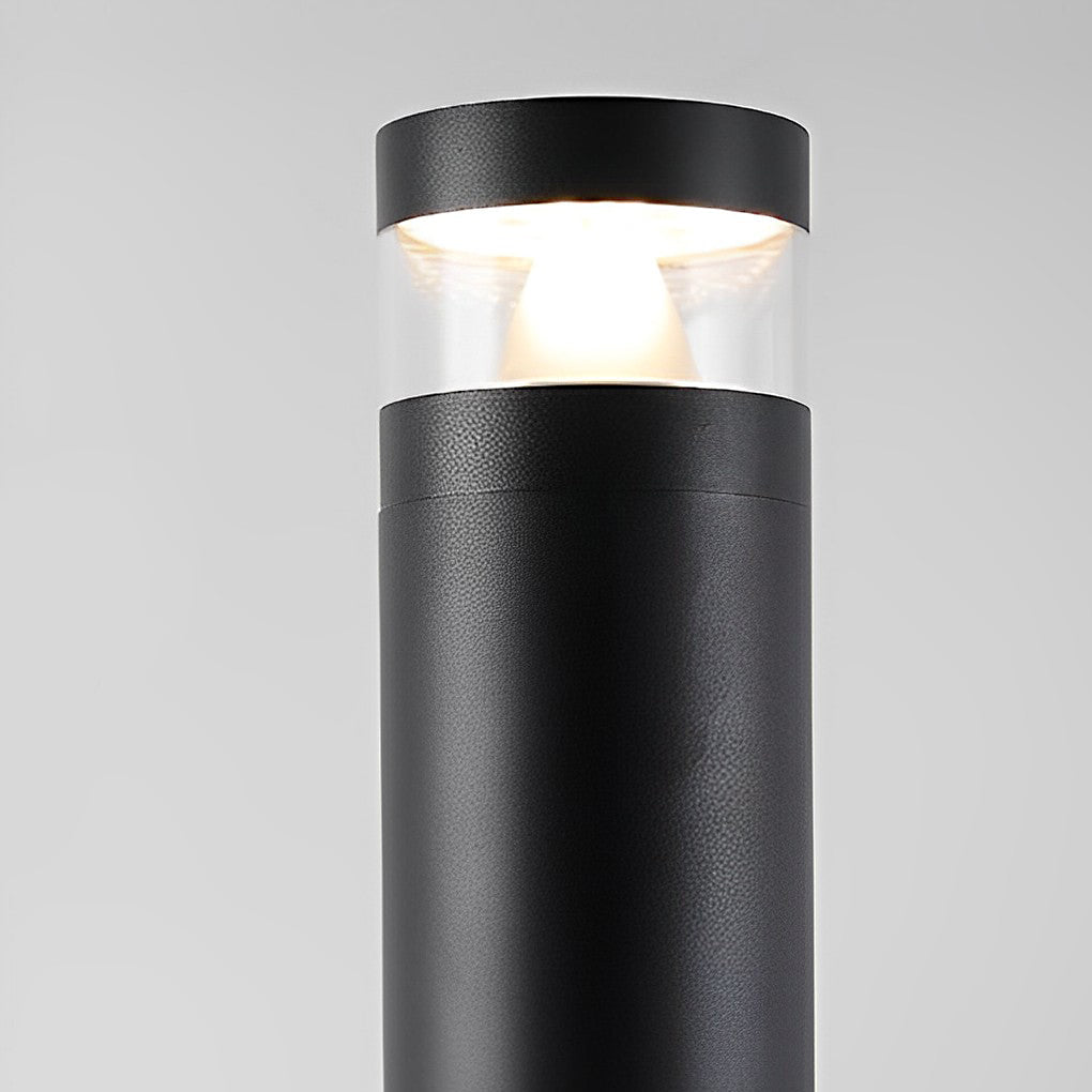 Black Waterproof Solar-Powered LED Bollard Lights for Outdoor Spaces