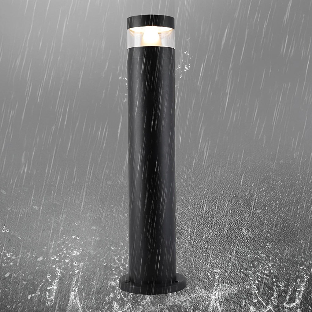 Black Waterproof Solar-Powered LED Bollard Lights for Outdoor Spaces