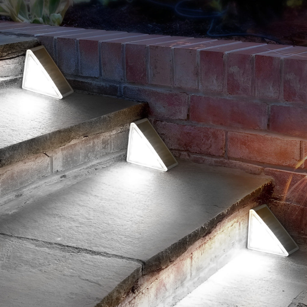 Modern Waterproof Solar-Powered Triangle Step Lights for Outdoor Gardens