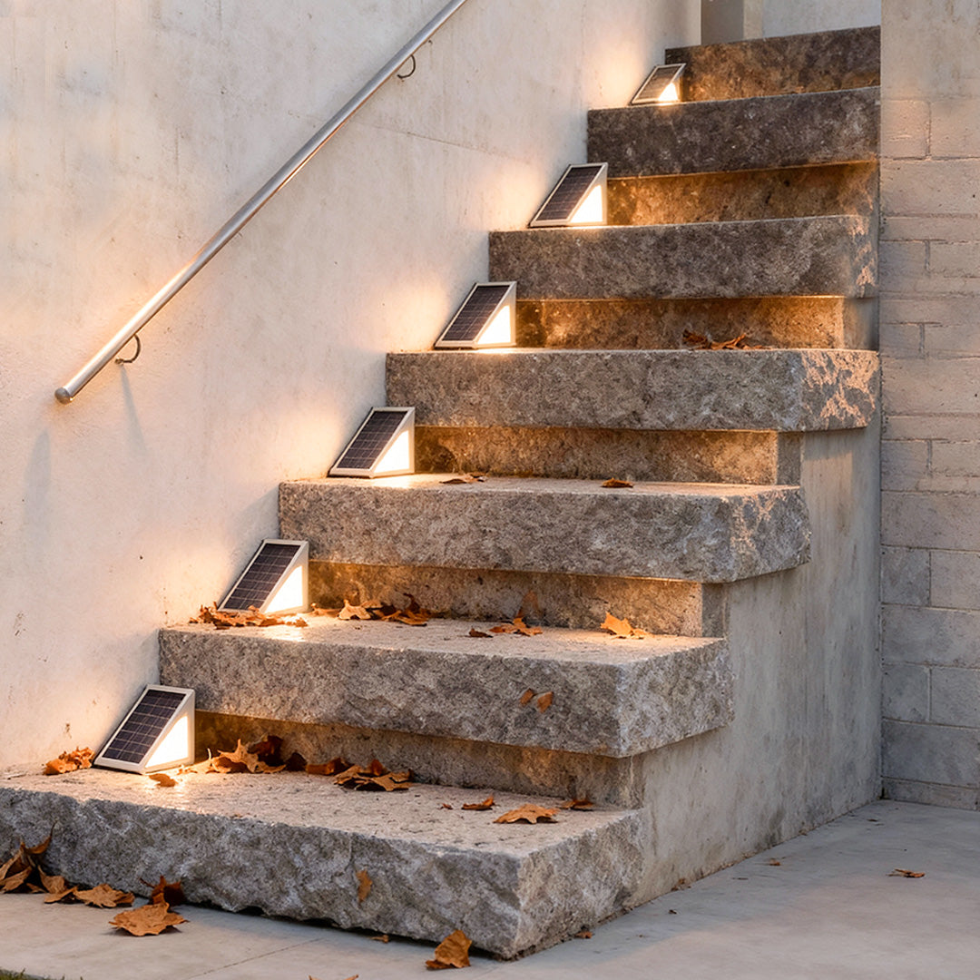 Modern Waterproof Solar-Powered Triangle Step Lights for Outdoor Stairs
