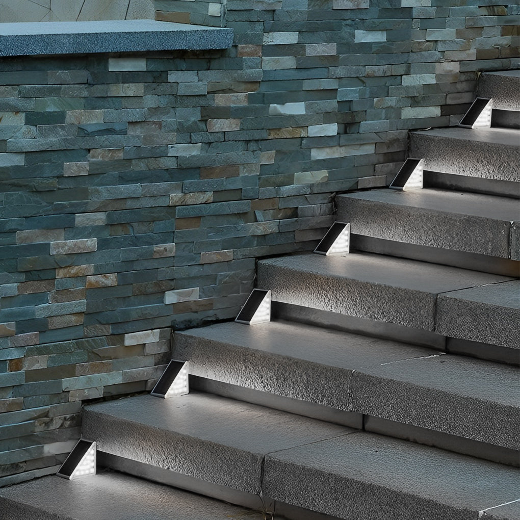 Modern Waterproof Solar-Powered Triangle Step Lights for Outdoor Stairs