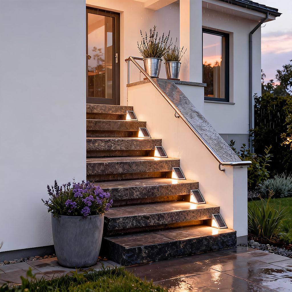 Modern Waterproof Solar-Powered Triangle Step Lights for Outdoor Gardens