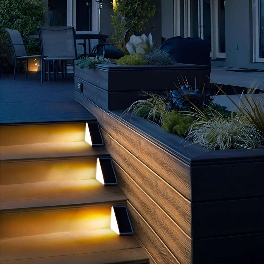 Modern Waterproof Solar-Powered Triangle Step Lights for Outdoor Stairs