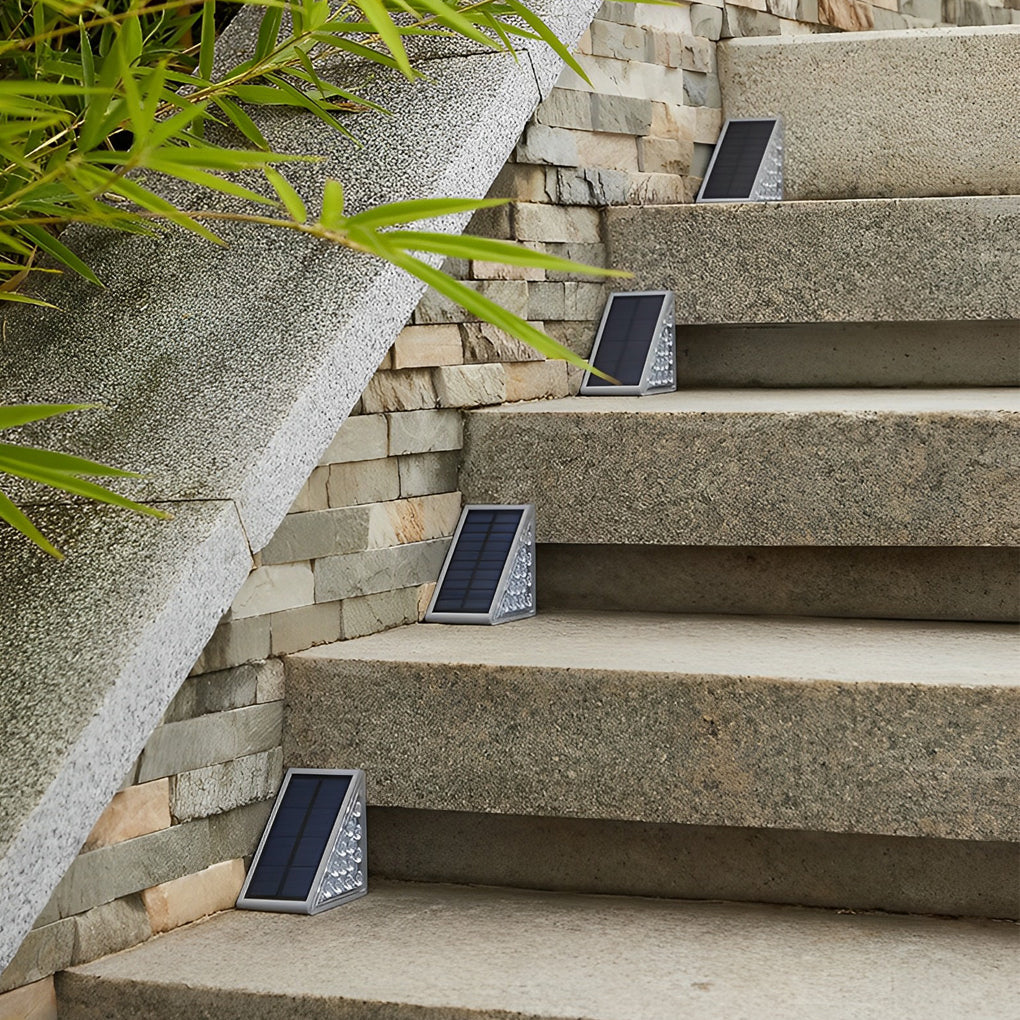 Modern Waterproof Solar-Powered Triangle Step Lights for Outdoor Stairs