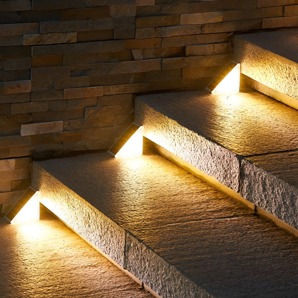 Modern Waterproof Solar-Powered Triangle Step Lights for Outdoor Gardens
