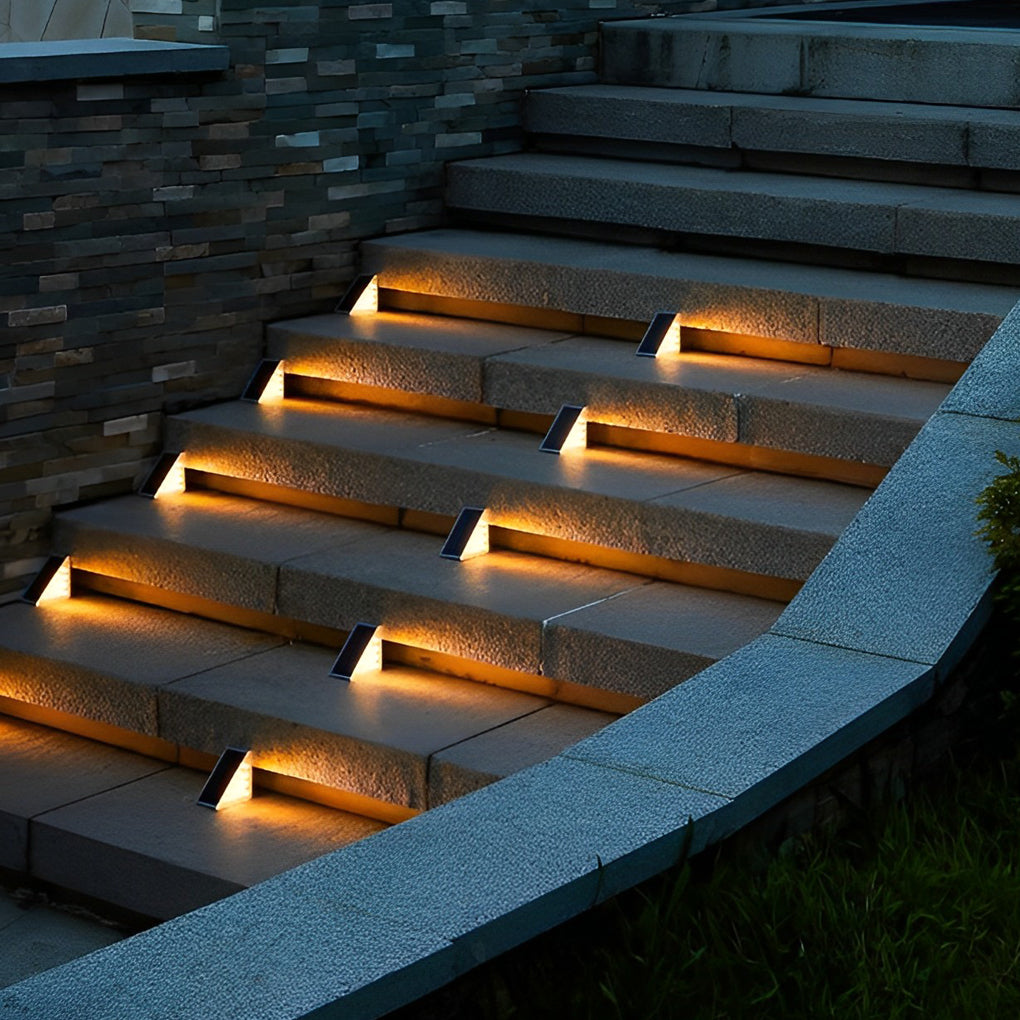 Modern Waterproof Solar-Powered Triangle Step Lights for Outdoor Gardens