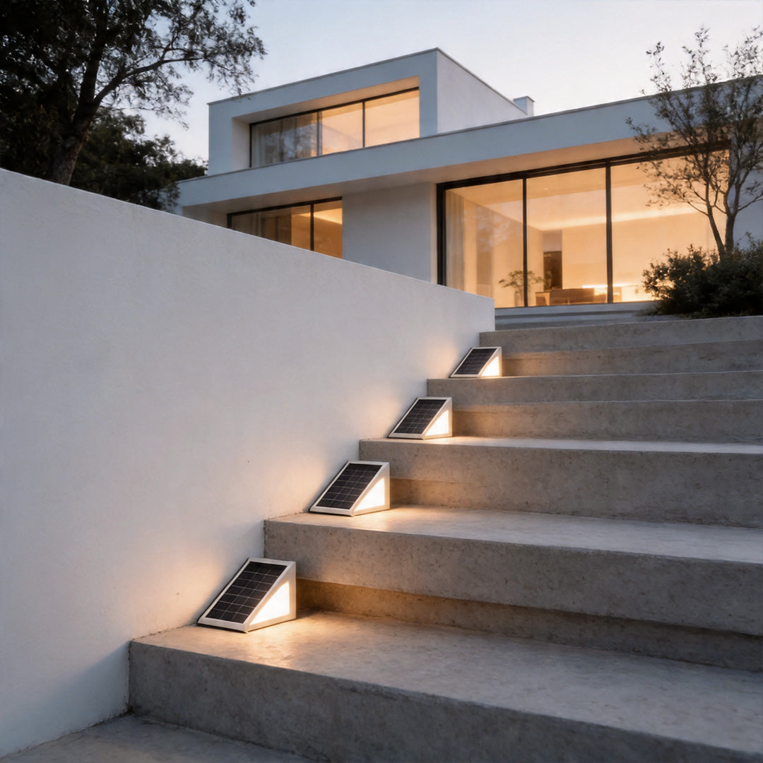 Modern Waterproof Solar-Powered Triangle Step Lights for Outdoor Stairs