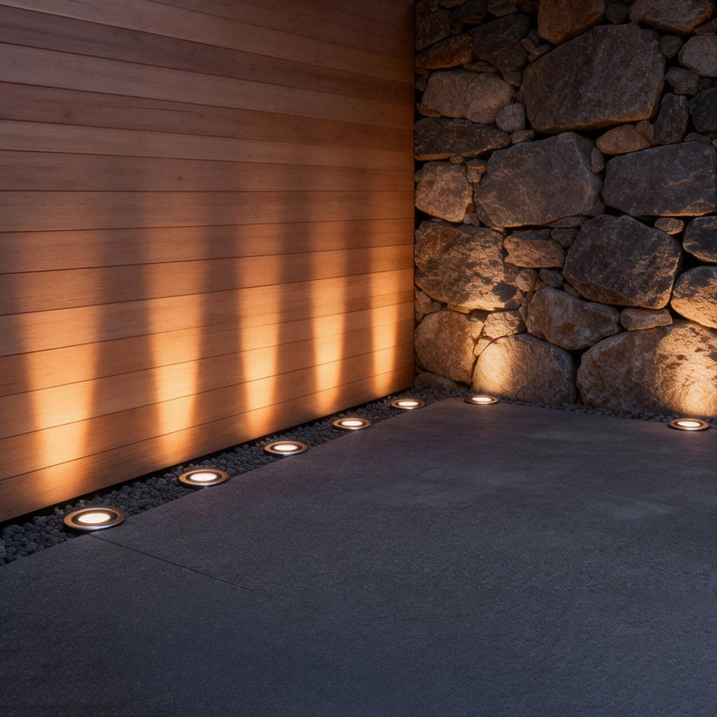 Modern Black Solar-Powered In-Ground LED Well Lights for Outdoor Spaces