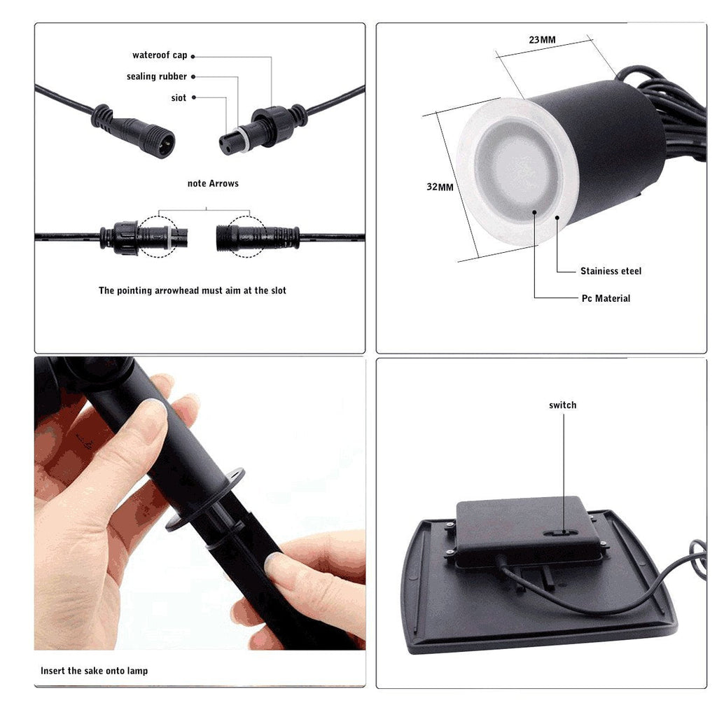 Modern Black Solar-Powered In-Ground LED Well Lights for Outdoor Spaces