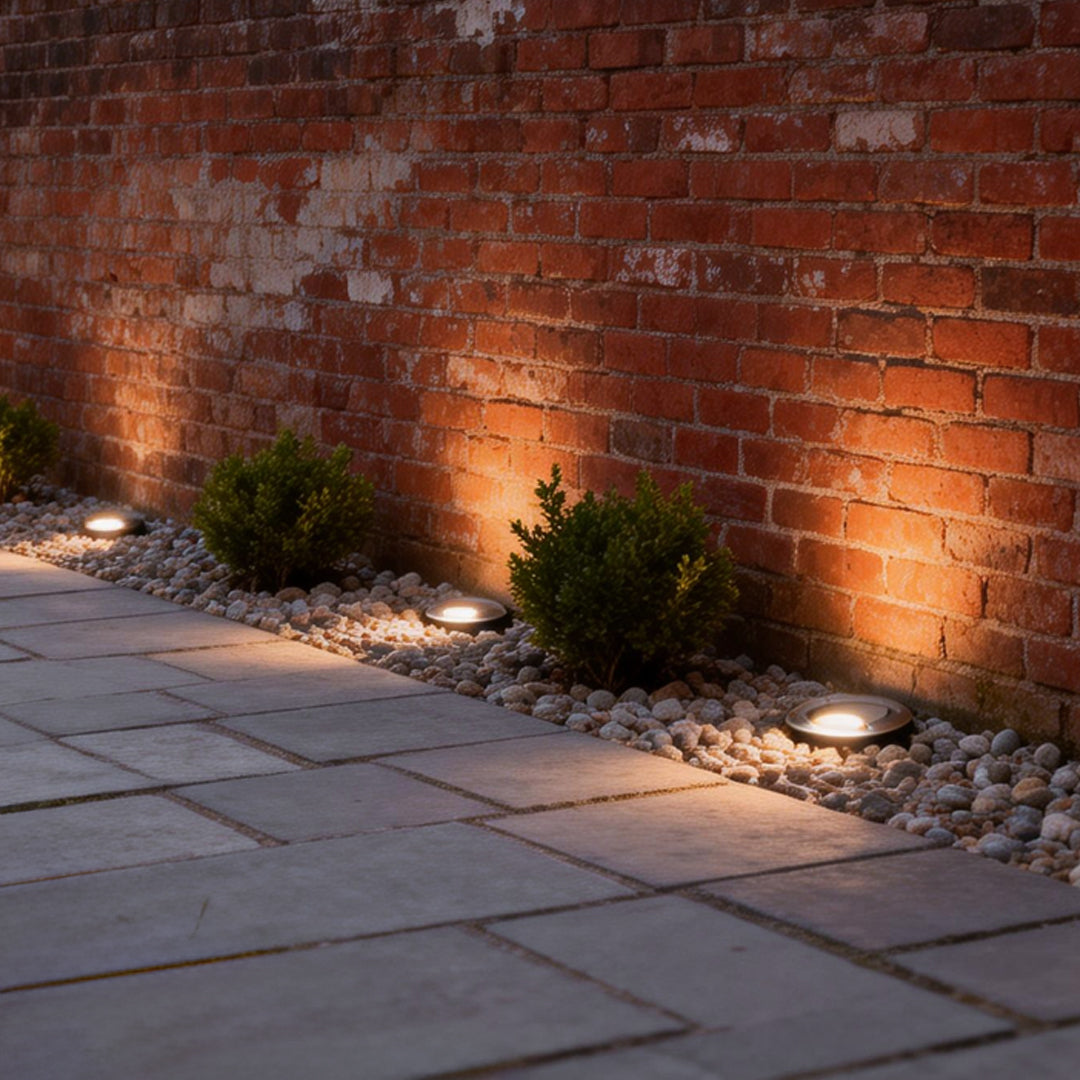 Modern Black Solar-Powered In-Ground LED Well Lights for Outdoor Spaces