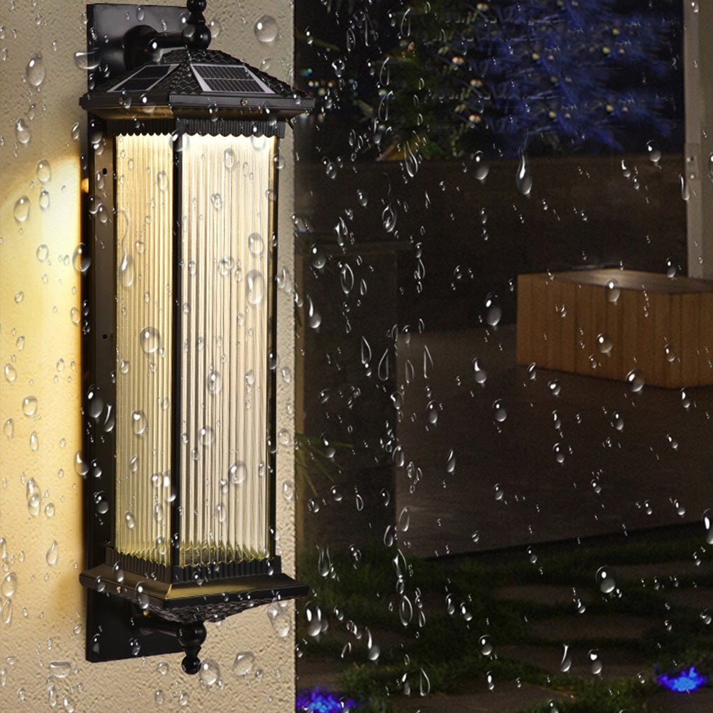 Elegant Striped Glass Wall-Mounted Solar Outdoor Waterproof Lamp