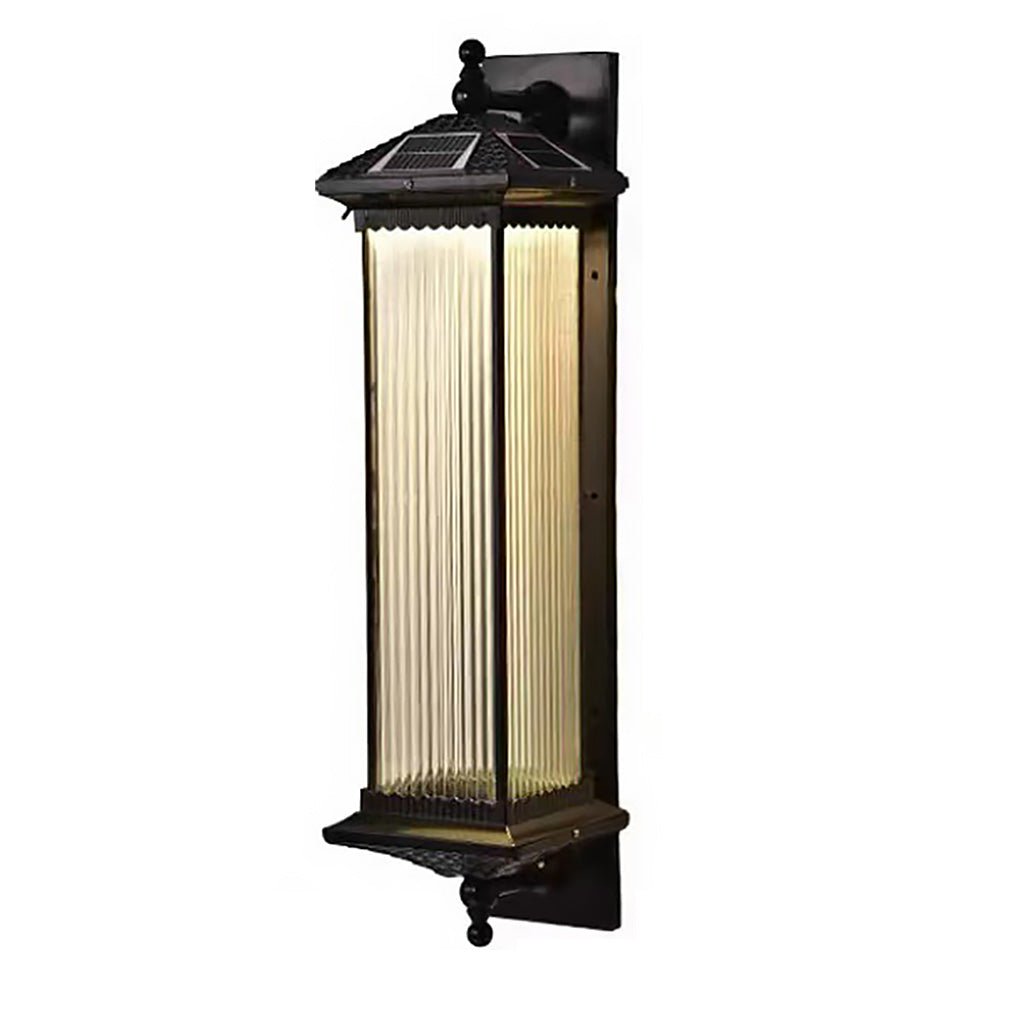 Elegant Striped Glass Wall-Mounted Solar Outdoor Waterproof Lamp