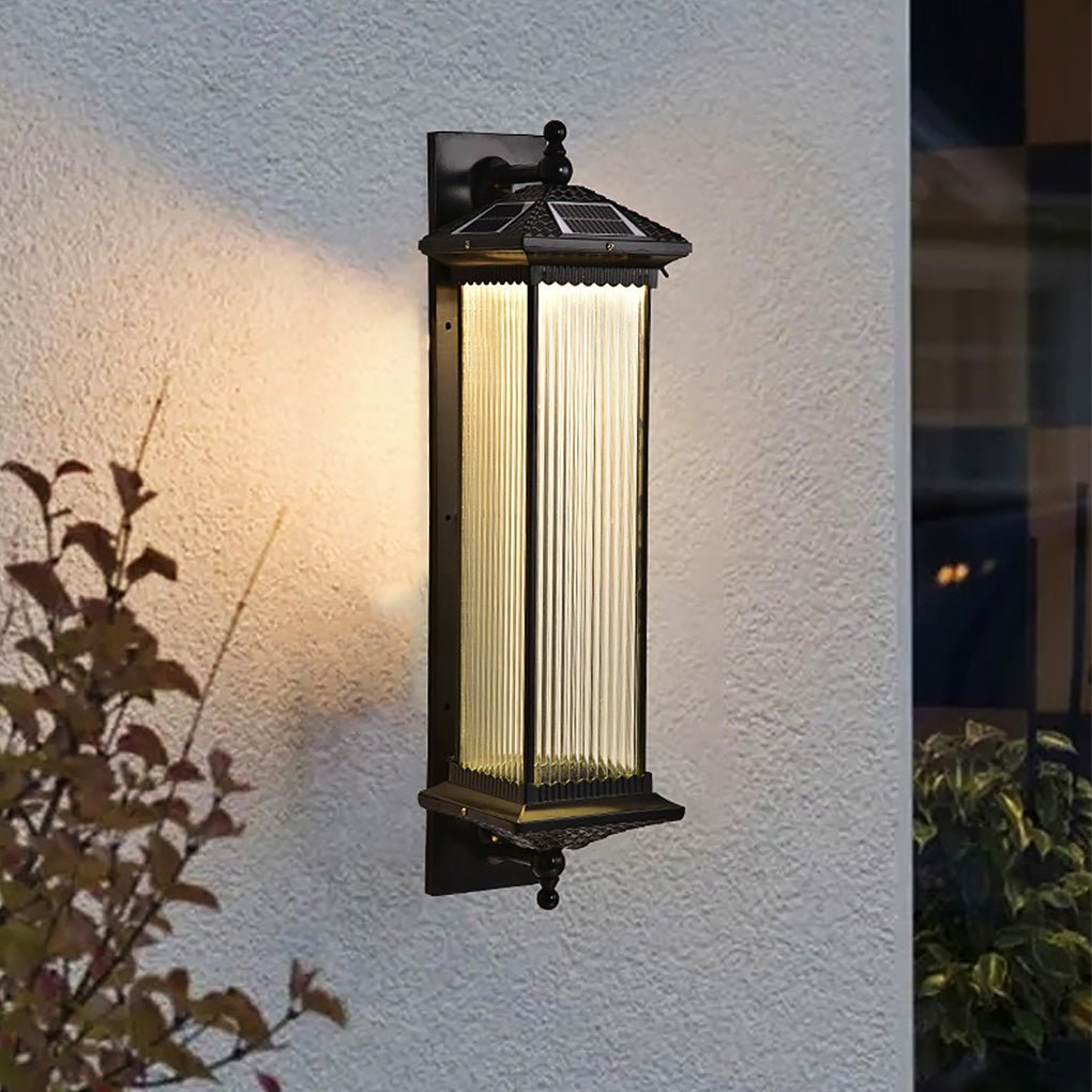 Elegant Striped Glass Wall-Mounted Solar Outdoor Waterproof Lamp