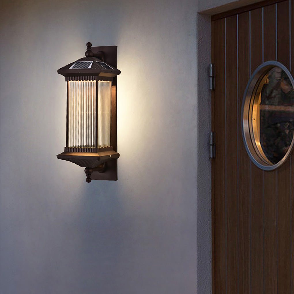 Elegant Striped Glass Wall-Mounted Solar Outdoor Waterproof Lamp