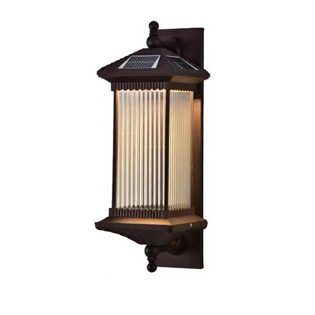 Elegant Striped Glass Wall-Mounted Solar Outdoor Waterproof Lamp
