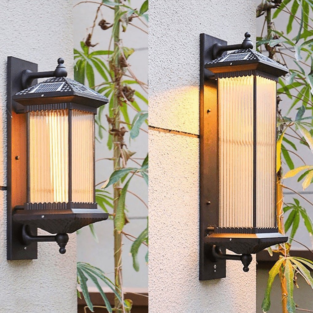 Elegant Striped Glass Wall-Mounted Solar Outdoor Waterproof Lamp