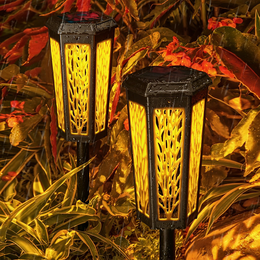 Elegant Solar-Powered Stake Light with Decorative Patterns for Pathways