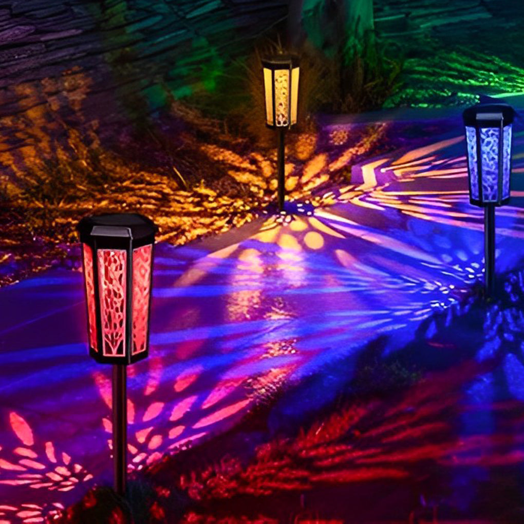 Decorative Solar Pathway Stake Light with Patterned Shadows for Gardens