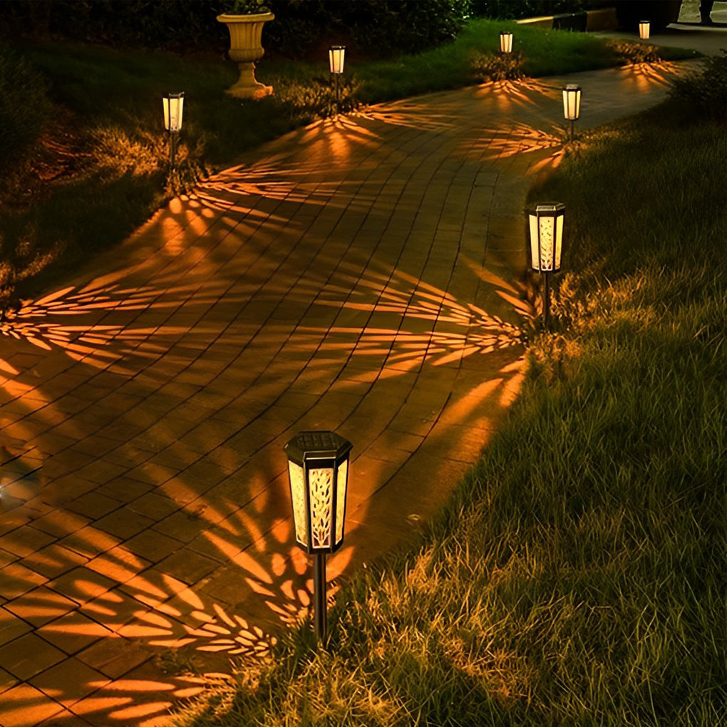 Elegant Solar-Powered Stake Light with Decorative Patterns for Pathways