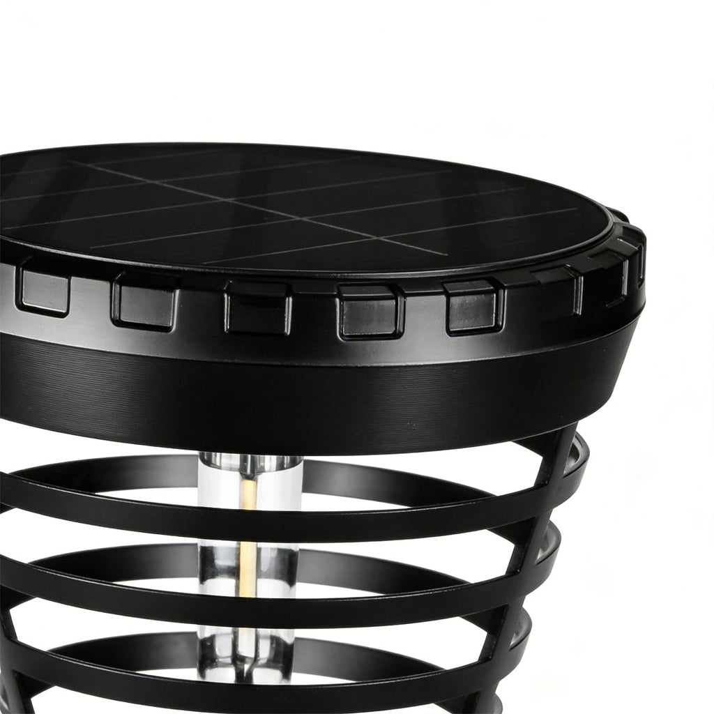 Multi-Ring Solar Torch LED Pathway Light in Durable Black Finish