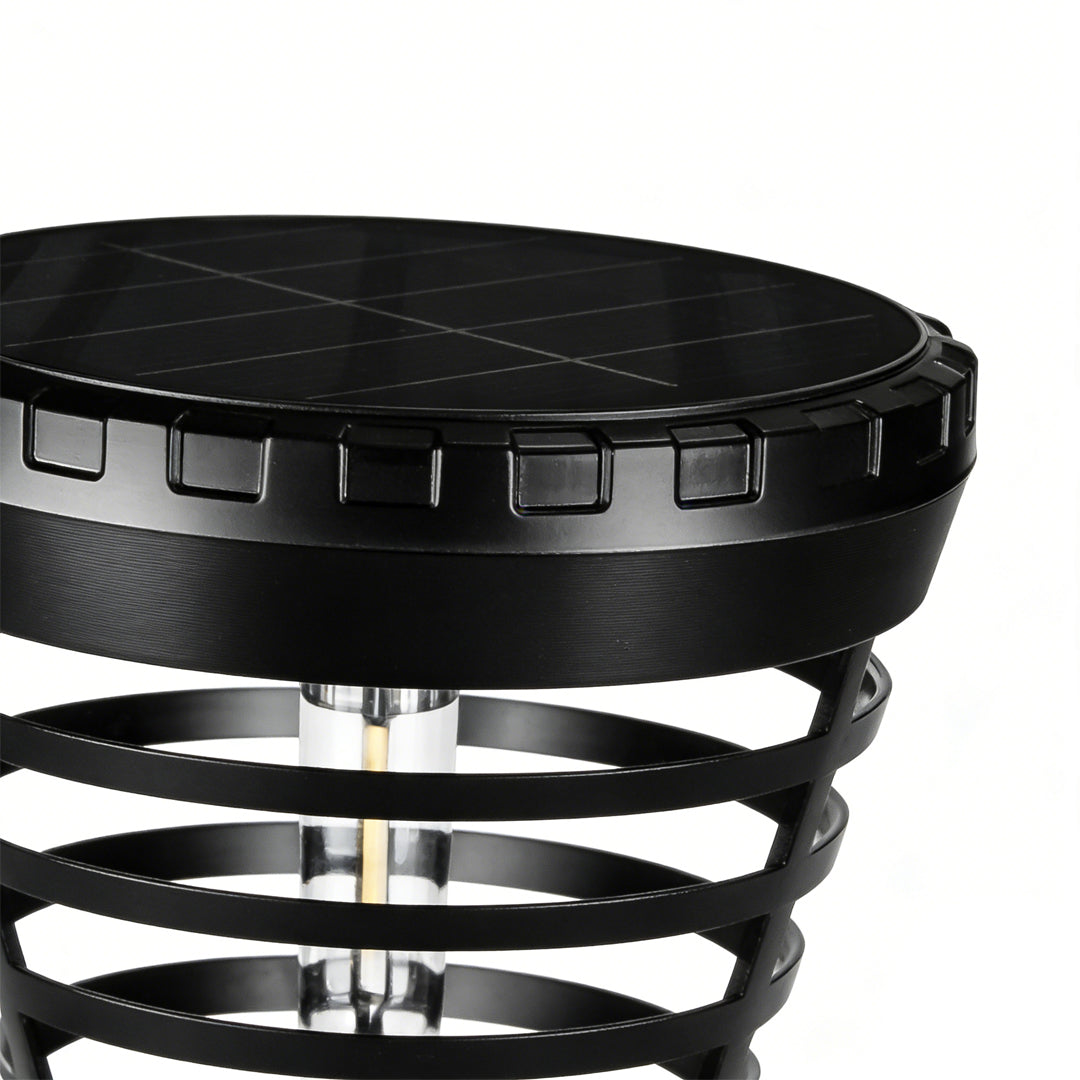 Multi-Ring Solar Torch LED Pathway Light in Durable Black Finish